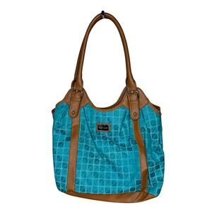 Nine West Nine & Co Aqua and Brown Shoulder Bag Medium